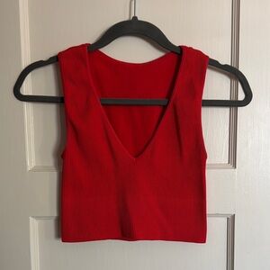 Urban Outfitters Red Sleeveless V-Neck Top